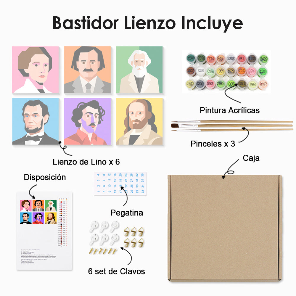 Celebridades del Mundo 6 Partes Mini Pintar por Números