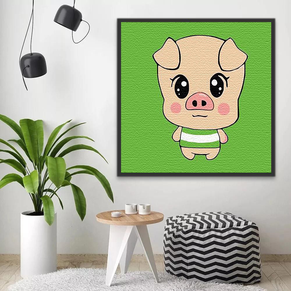 Cerdo Bebé Lindo de Dibujos Animados Pintar por Números Niños