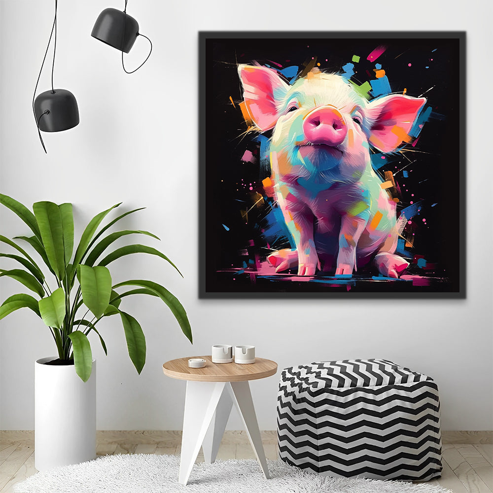 Cerdo Pequeño Adorable Rosado Pintar por Números