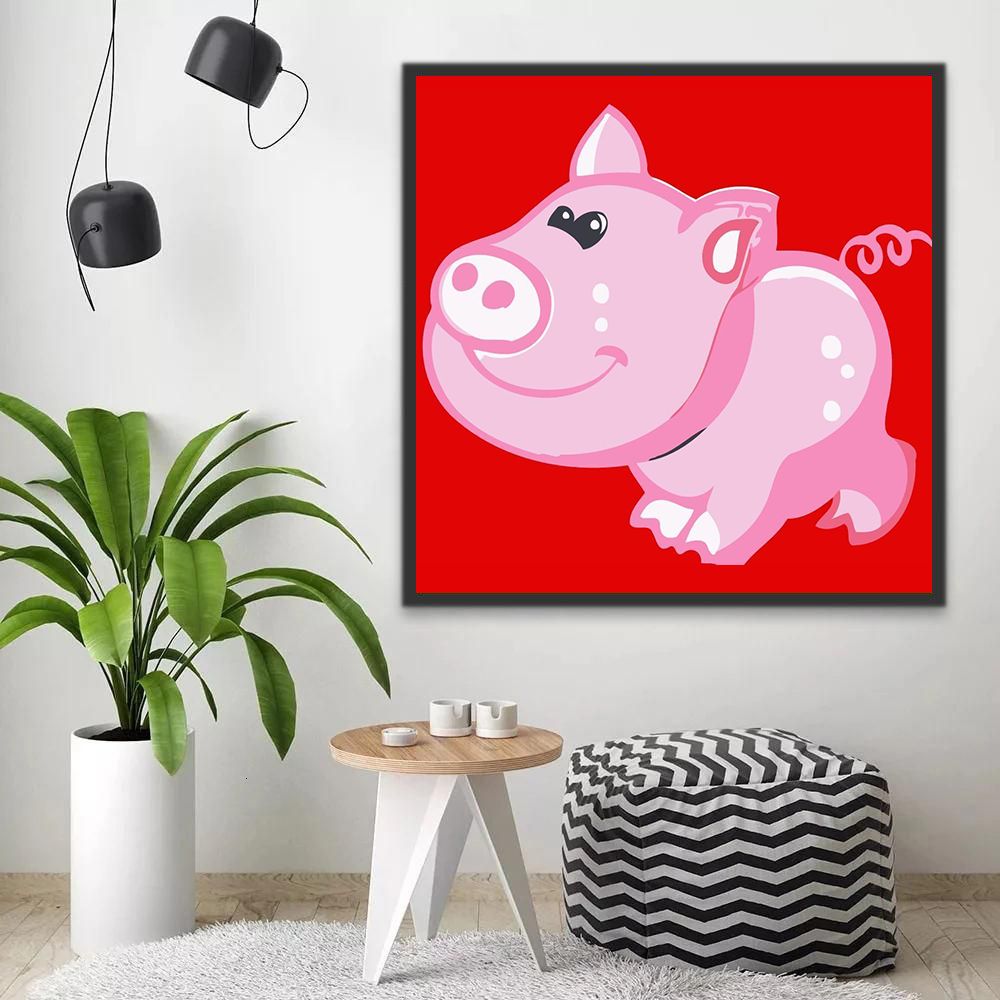 Cerdo Pequeño Lindo de Color Rosado Pintar por Números Niños