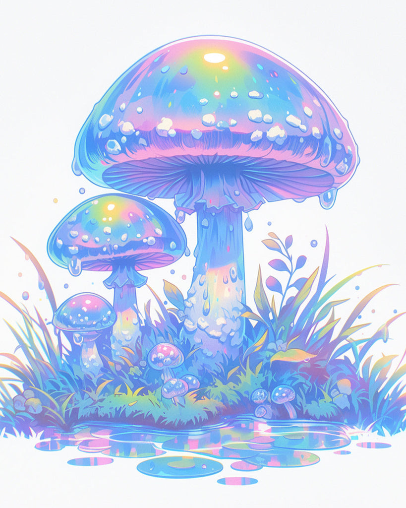 Champiñón Hermoso Colorido con Gotas de Agua Pintar por Números