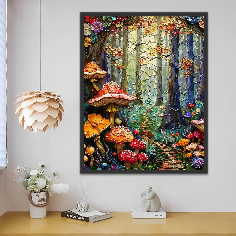 Champiñón y Flores en el Bosque Pintar por Números