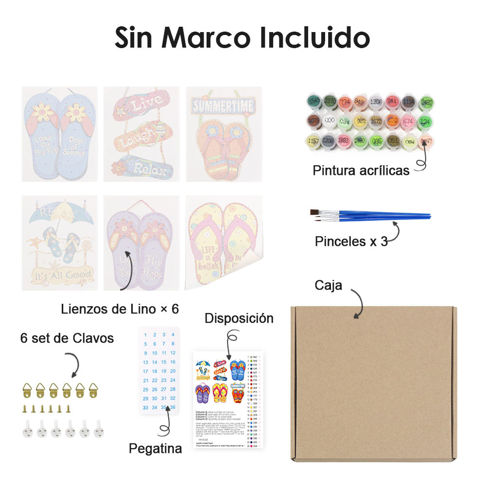 Chanclas de Playa 6 Partes Mini Pintar por Números