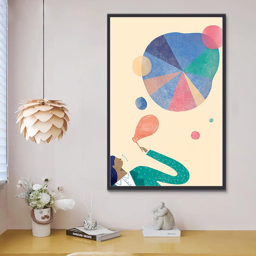 Chica Jugando con Burbujas Coloridas Pintar por Números Niños