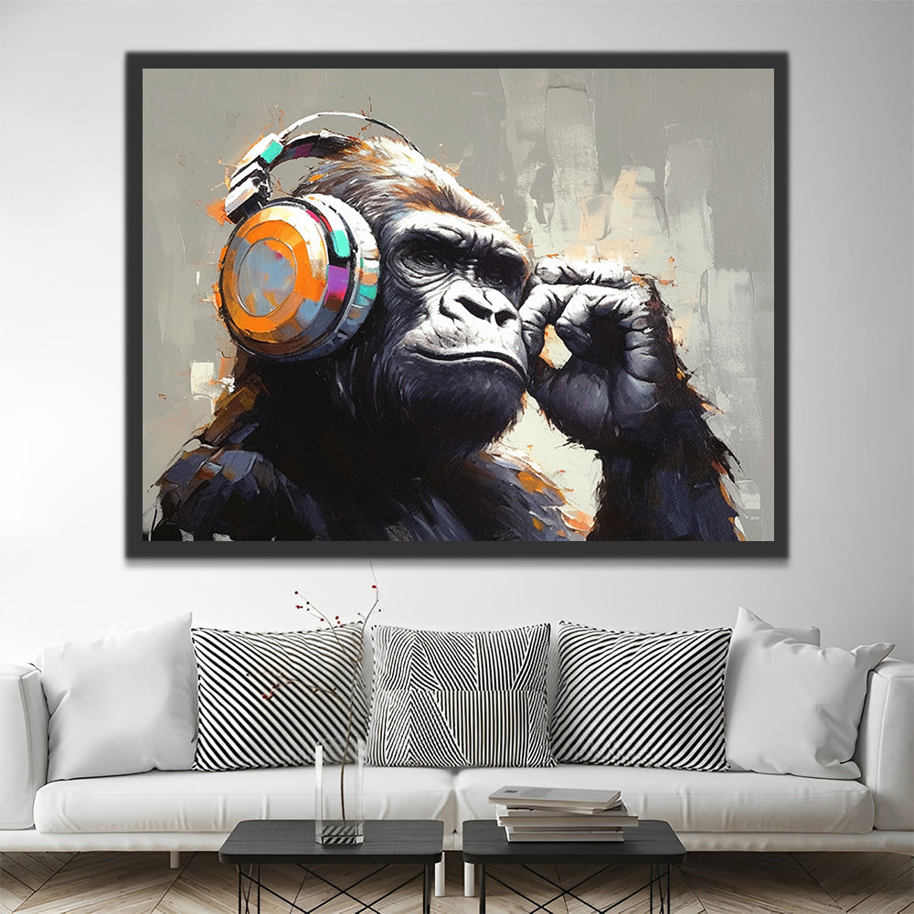 Chimpancé Llevando con los Auriculares Pintar por Números