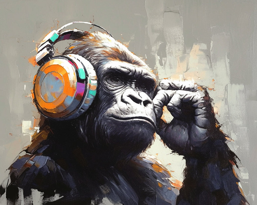 Chimpancé Llevando con los Auriculares Pintar por Números