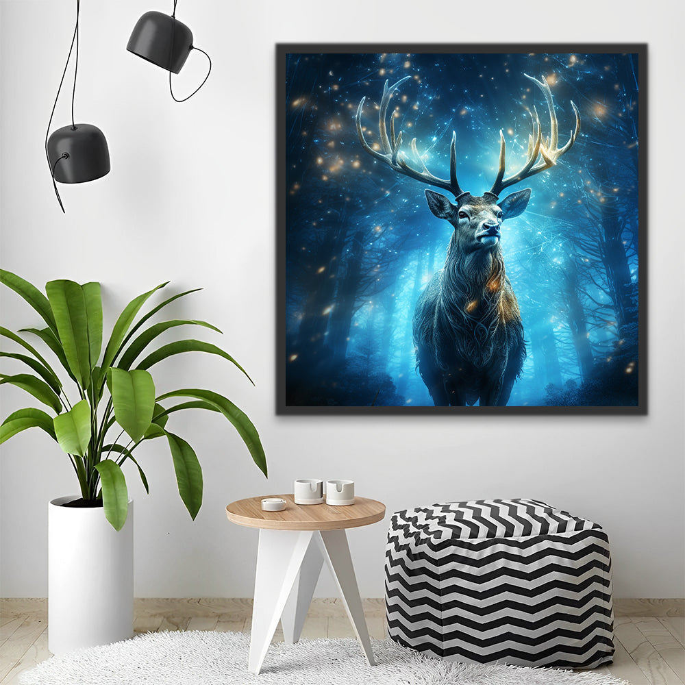 Ciervo Mirando Cielo Estrellado en Bosque Pintar por Números