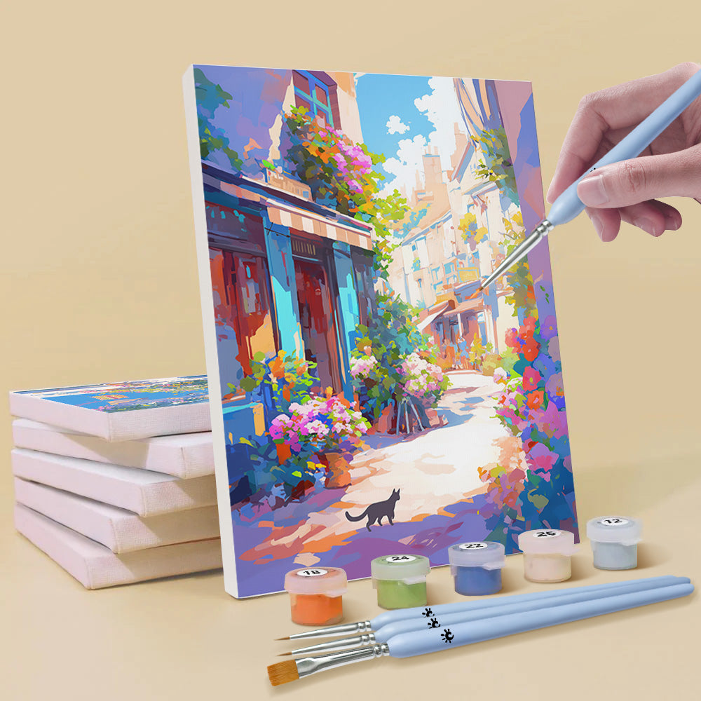 Ciudad Europea al Sol Brillante 6 Partes Mini Pintar por Números