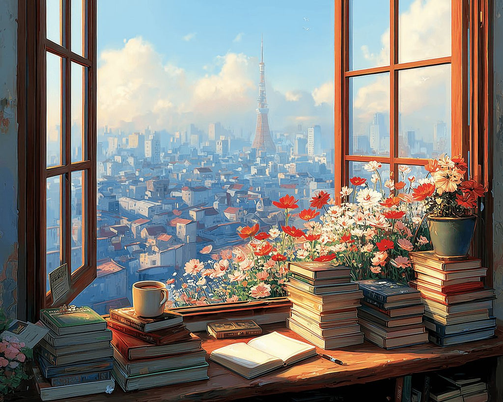 Ciudad Fuera de la Ventana Pintar por Números