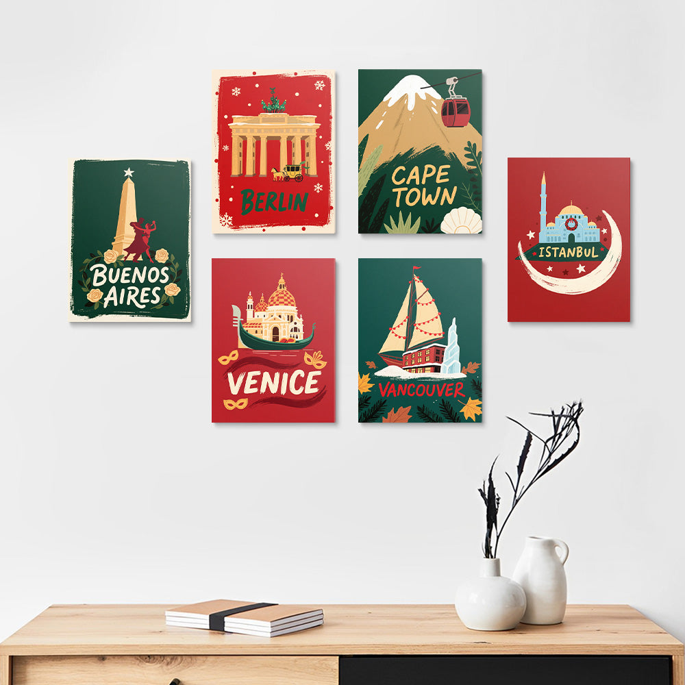 Ciudades del Mundo en Navidad 6 Partes Mini Pintar por Números