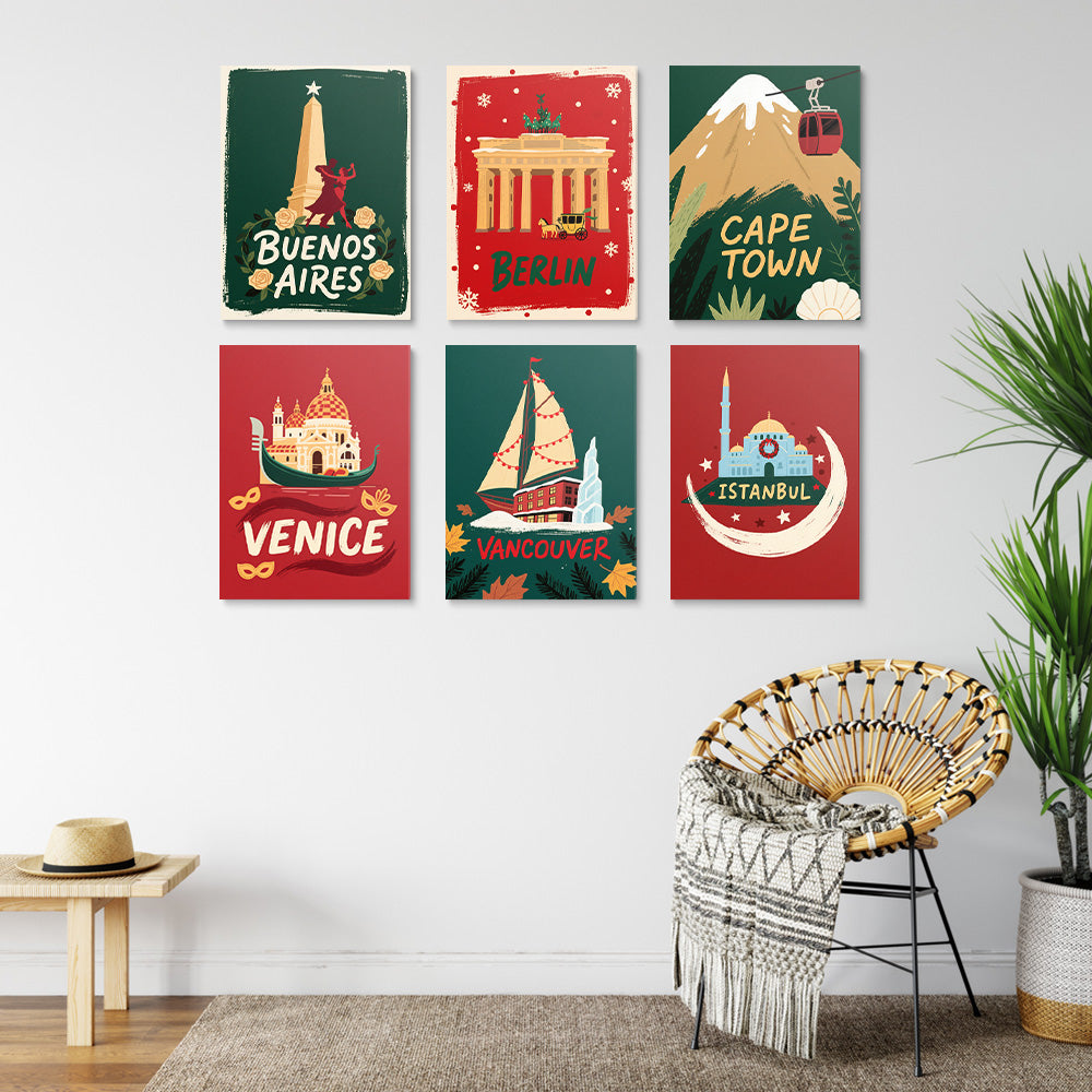 Ciudades del Mundo en Navidad 6 Partes Mini Pintar por Números