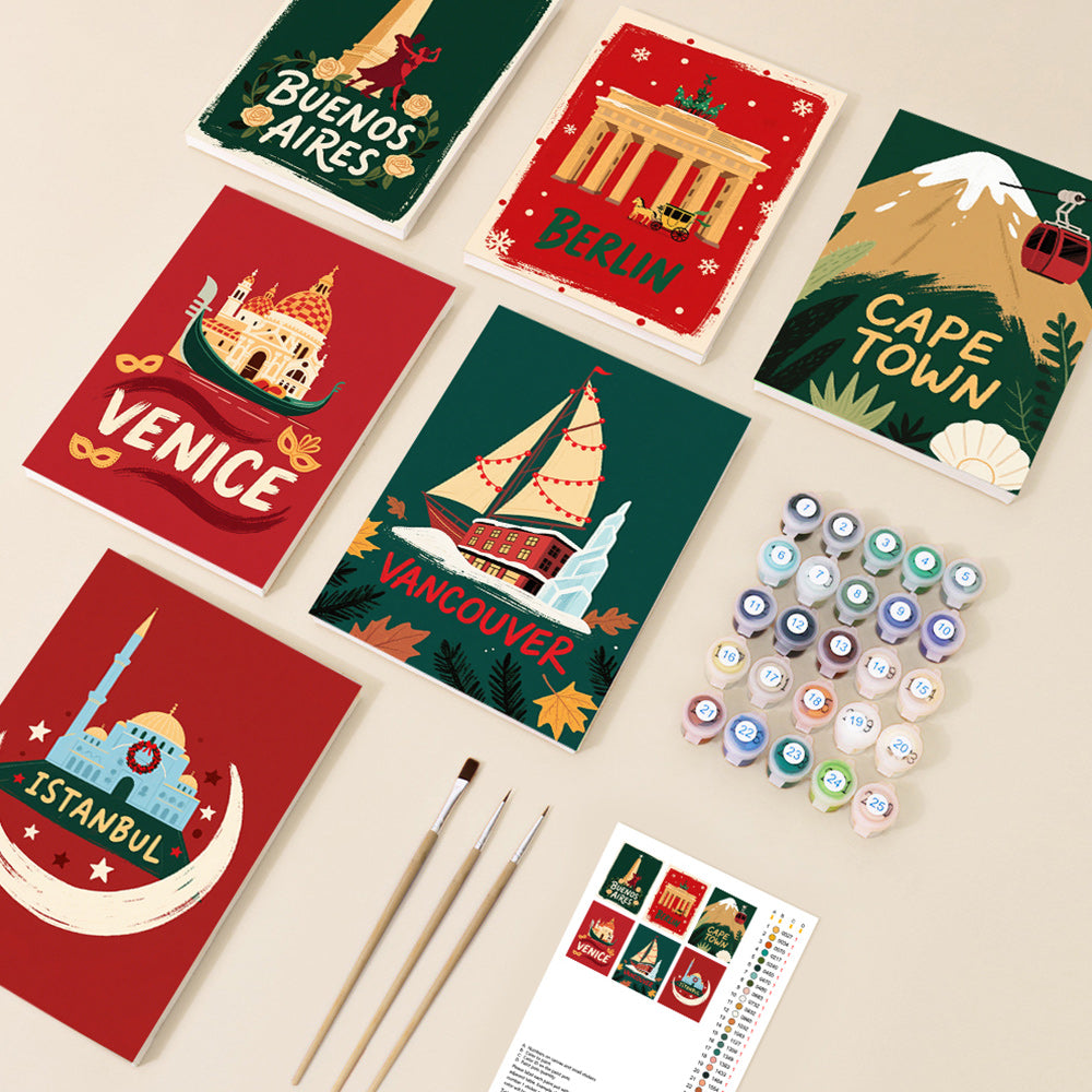 Ciudades del Mundo en Navidad 6 Partes Mini Pintar por Números