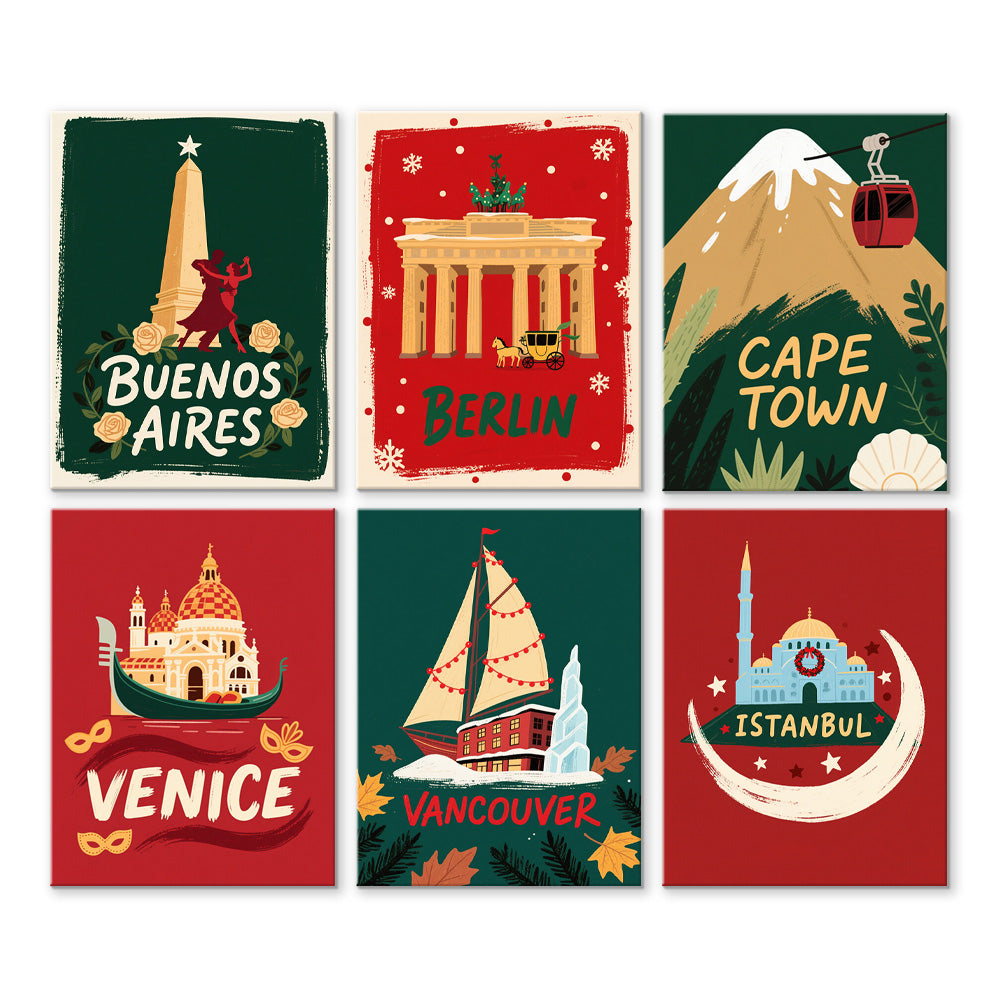 Ciudades del Mundo en Navidad 6 Partes Mini Pintar por Números