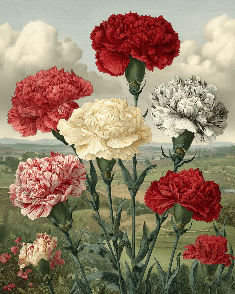 Claveles Coloridos en la Naturaleza Pintar por Números