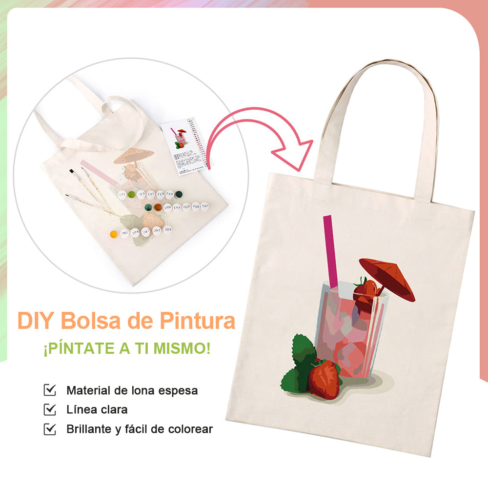 Cóctel con Sabor de Fresa Bolsa de Lienzo Pintar por Números