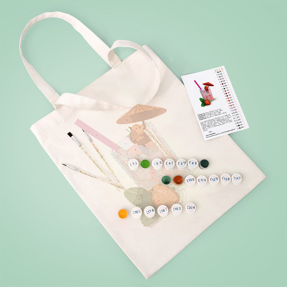 Cóctel con Sabor de Fresa Bolsa de Lienzo Pintar por Números