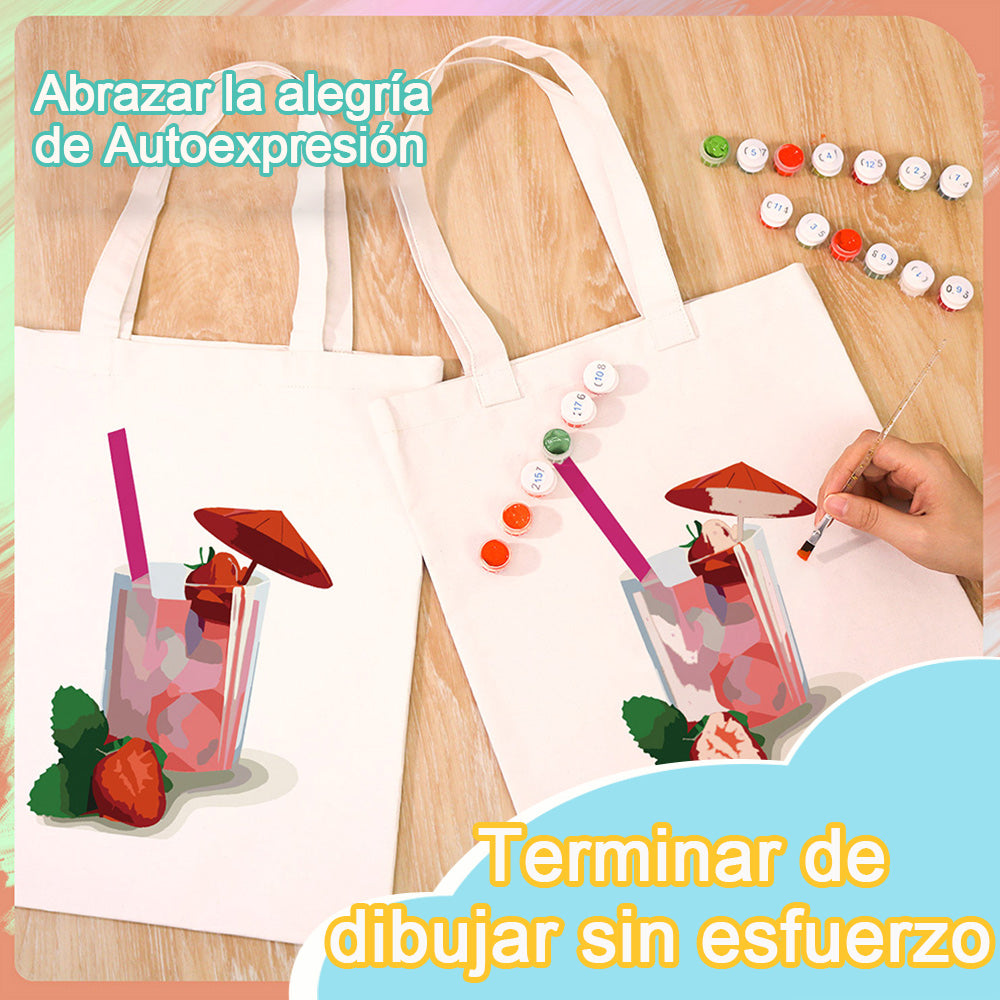 Cóctel con Sabor de Fresa Bolsa de Lienzo Pintar por Números