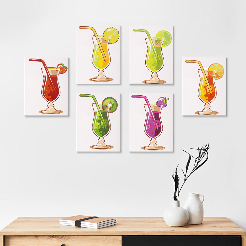 Cóctel de Frutas Refrescante 6 Partes Mini Pintar por Números