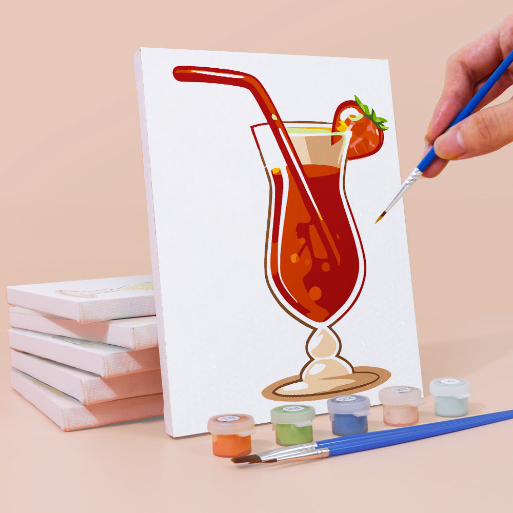 Cóctel de Frutas Refrescante 6 Partes Mini Pintar por Números