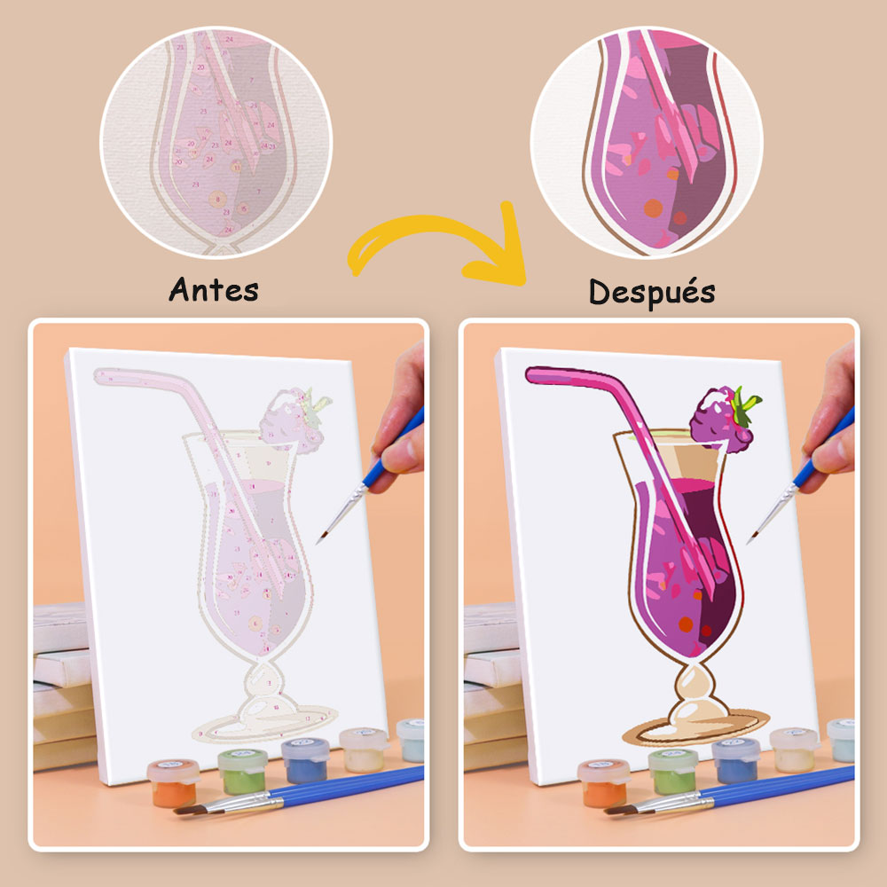 Cóctel de Frutas Refrescante 6 Partes Mini Pintar por Números