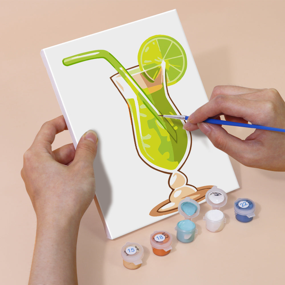 Cóctel de Frutas Refrescante 6 Partes Mini Pintar por Números