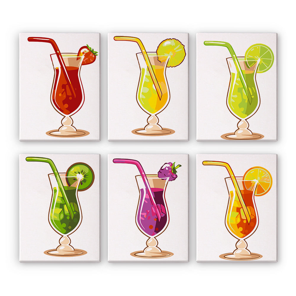 Cóctel de Frutas Refrescante 6 Partes Mini Pintar por Números
