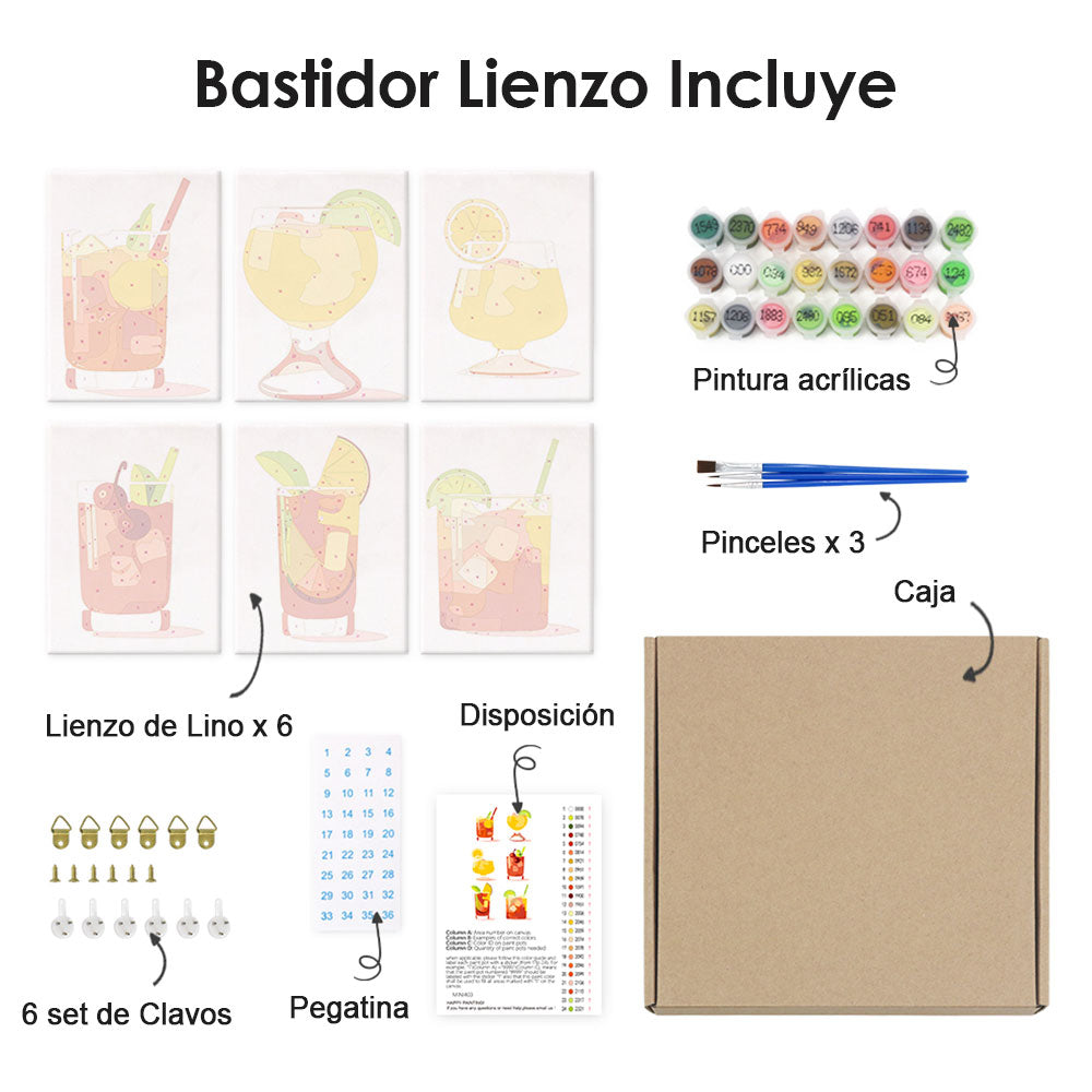 Cóctel de Limón con Hielo 6 Partes Mini Pintar por Números