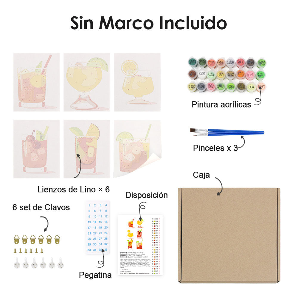 Cóctel de Limón con Hielo 6 Partes Mini Pintar por Números