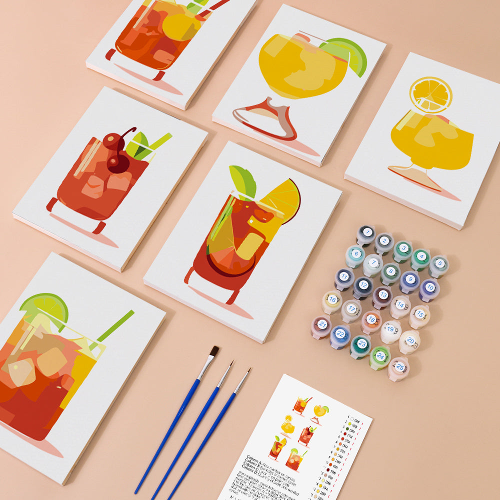 Cóctel de Limón con Hielo 6 Partes Mini Pintar por Números
