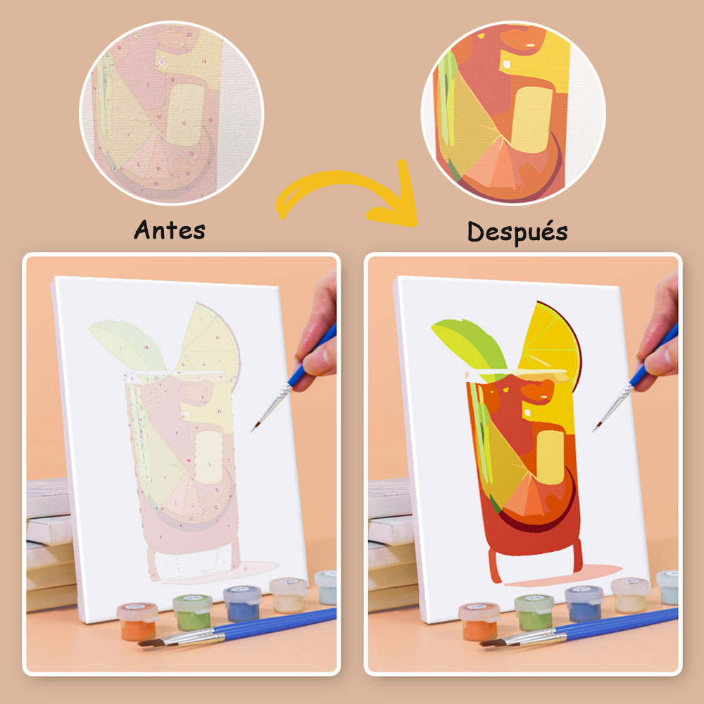 Cóctel de Limón con Hielo 6 Partes Mini Pintar por Números