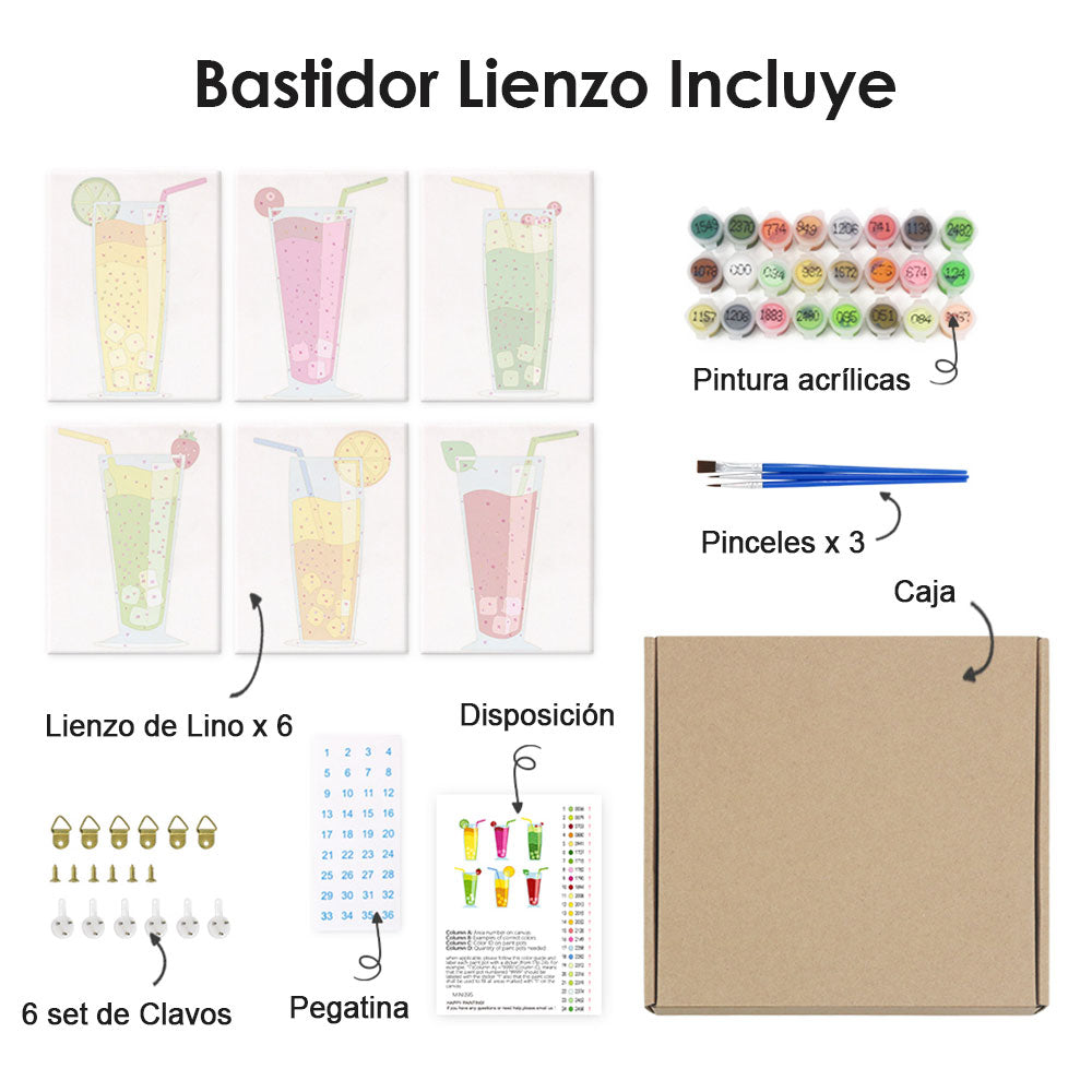 Cóctel de Verano 6 Partes Mini Pintar por Números