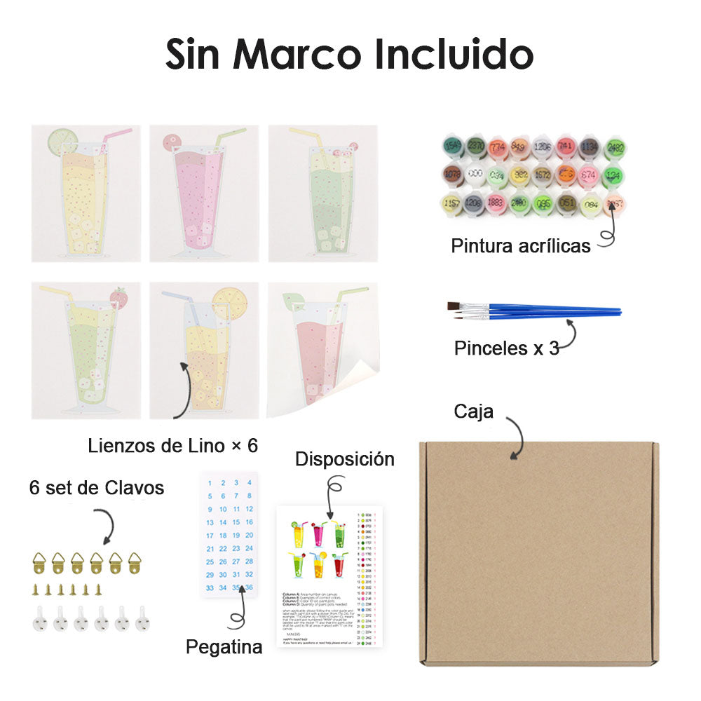 Cóctel de Verano 6 Partes Mini Pintar por Números