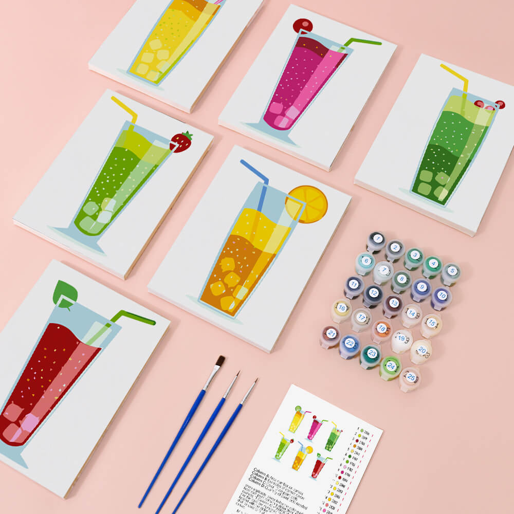 Cóctel de Verano 6 Partes Mini Pintar por Números