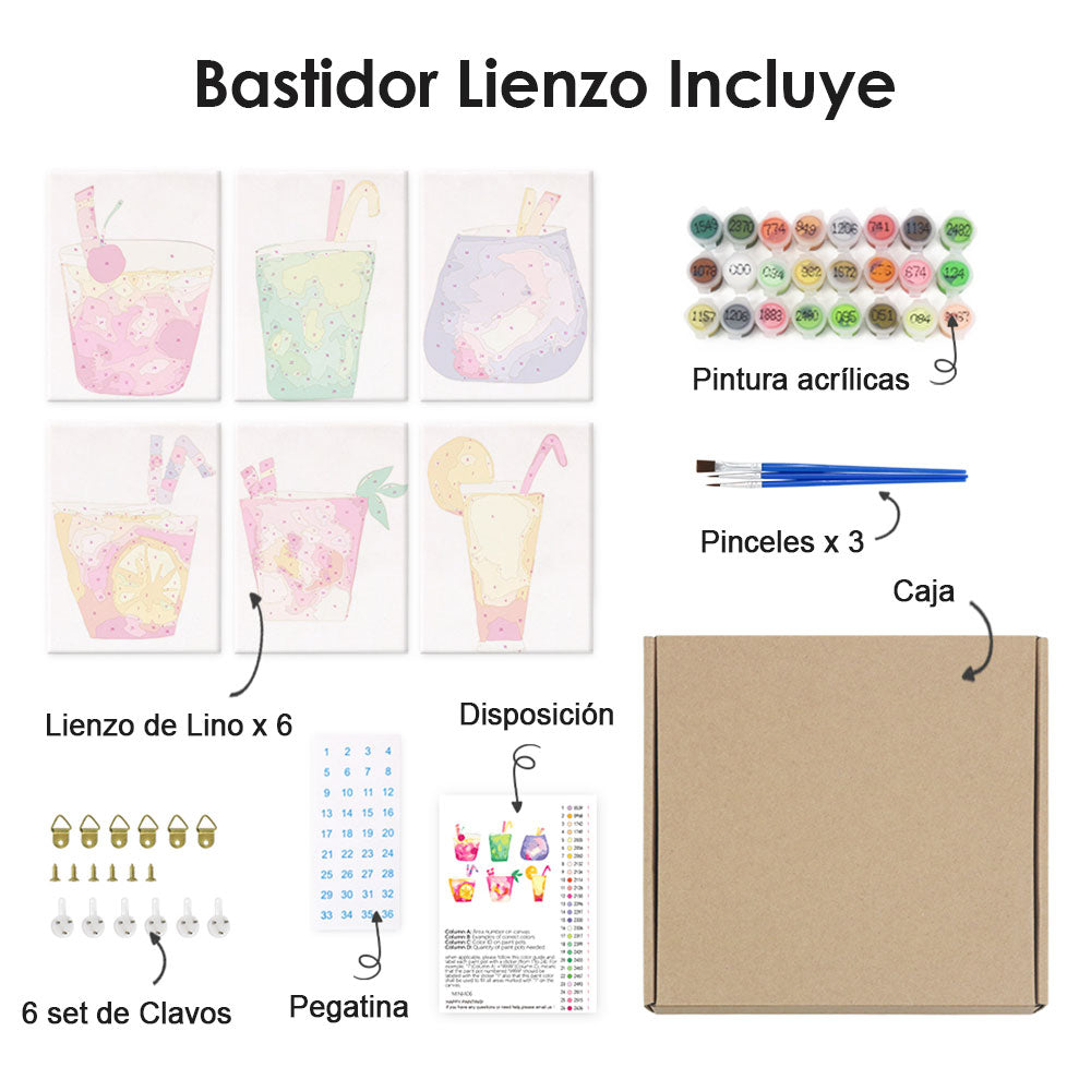 Cóctel Dulce 6 Partes Mini Pintar por Números