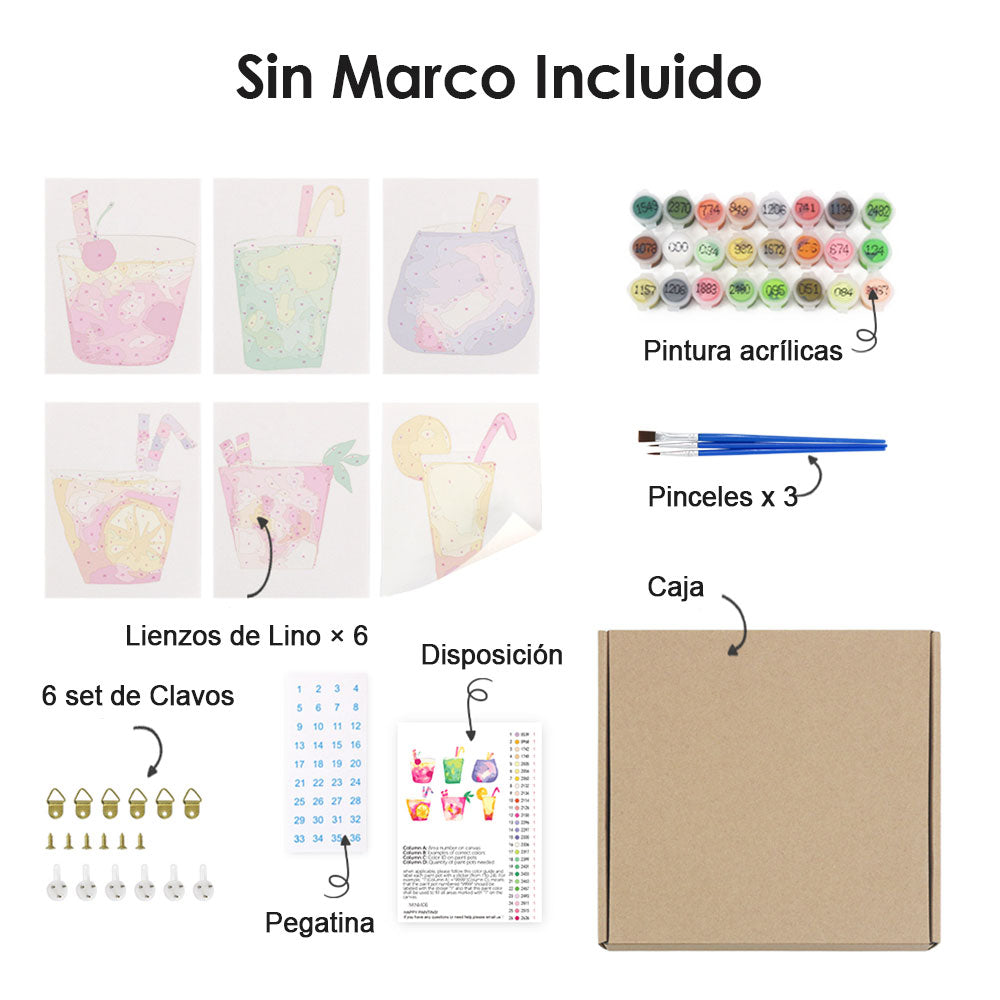 Cóctel Dulce 6 Partes Mini Pintar por Números