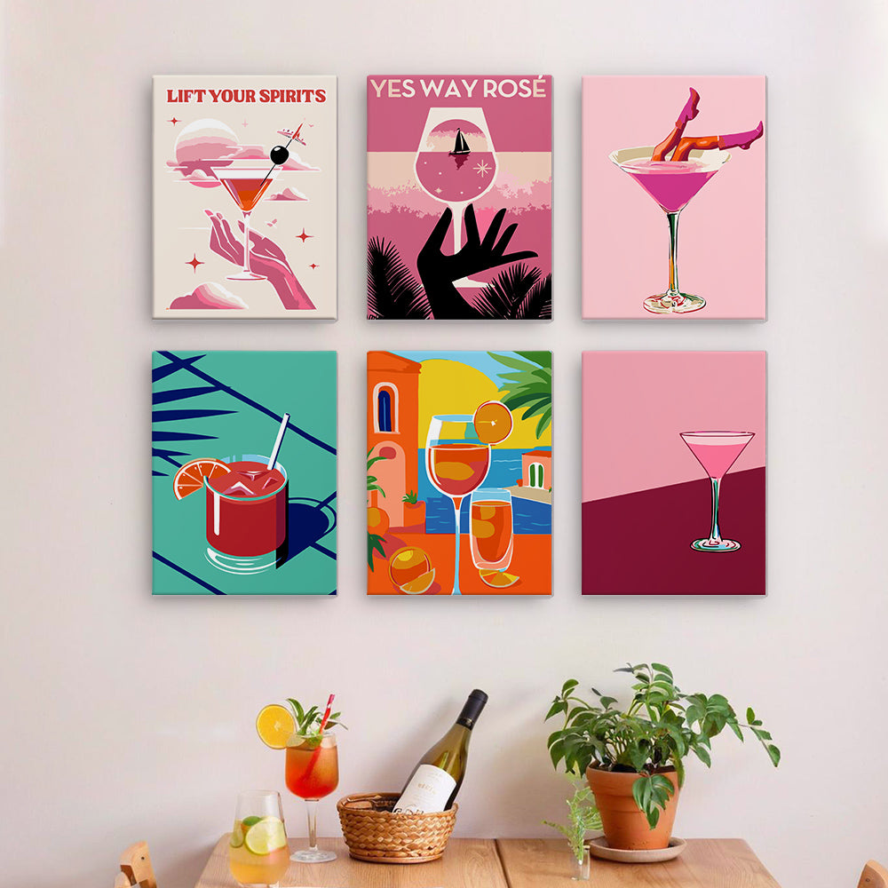 Cóctel Elegante 6 Partes Mini Pintar por Números