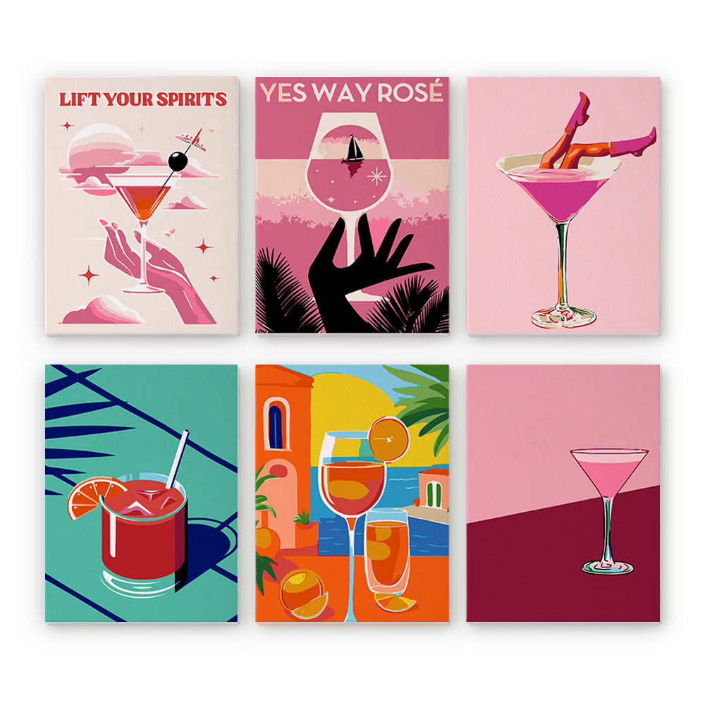 Cóctel Elegante 6 Partes Mini Pintar por Números