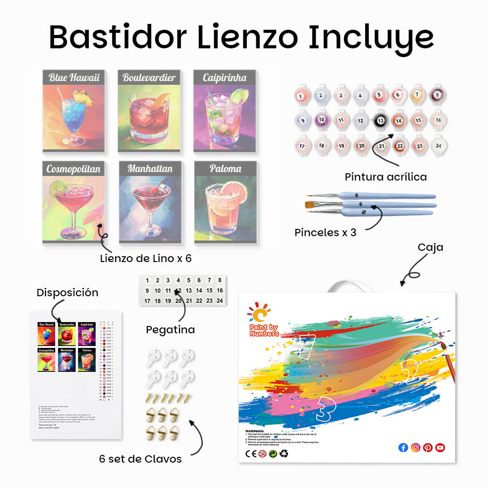 Cóctel Frío 6 Partes Mini Pintar por Números