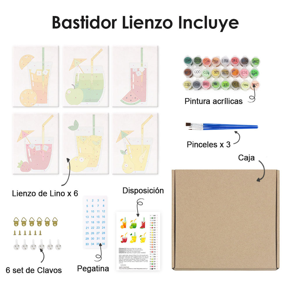 Cóctel Frutal 6 Partes Mini Pintar por Números