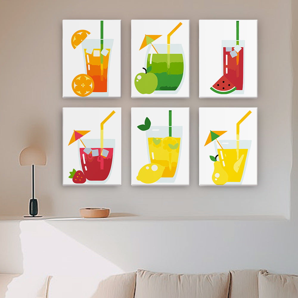 Cóctel Frutal 6 Partes Mini Pintar por Números