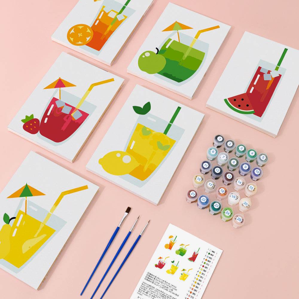 Cóctel Frutal 6 Partes Mini Pintar por Números