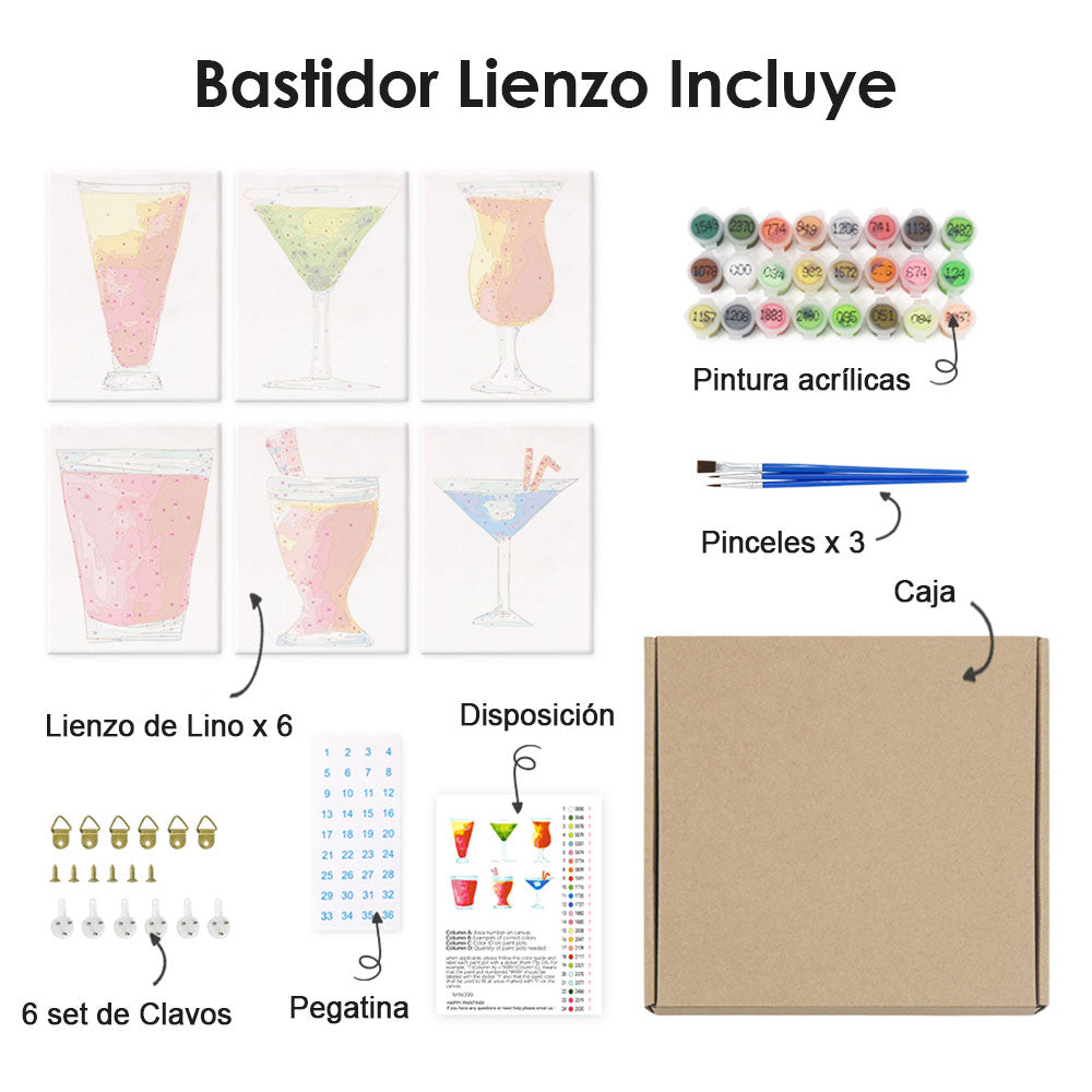 Cóctel Refrescante 6 Partes Mini Pintar por Números