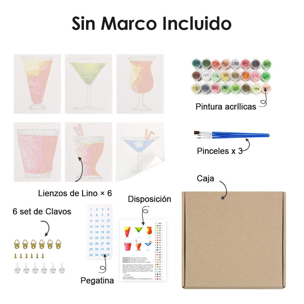 Cóctel Refrescante 6 Partes Mini Pintar por Números