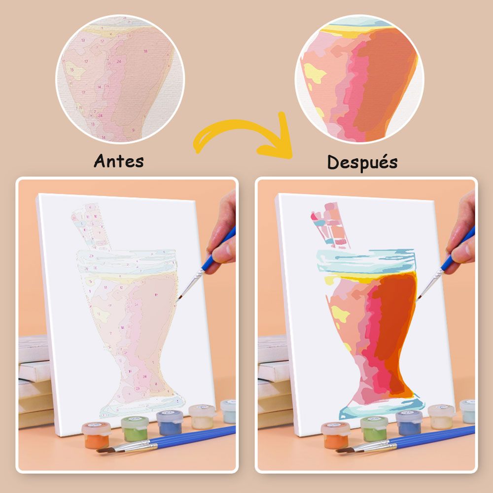 Cóctel Refrescante 6 Partes Mini Pintar por Números