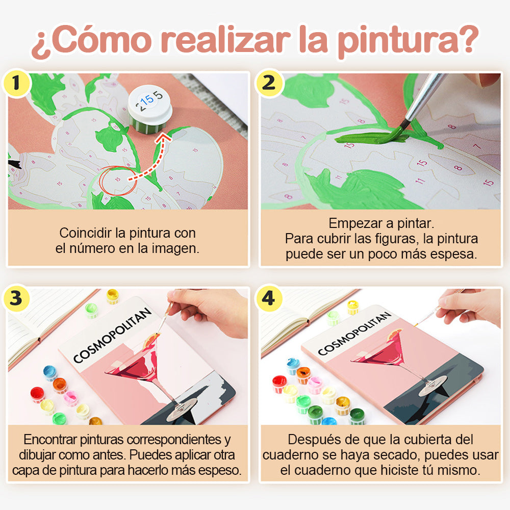 Cóctel Rojo Cuaderno Pintar por Números
