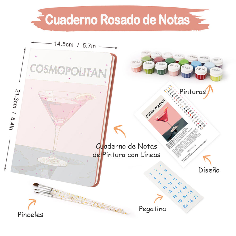 Cóctel Rojo Cuaderno Pintar por Números