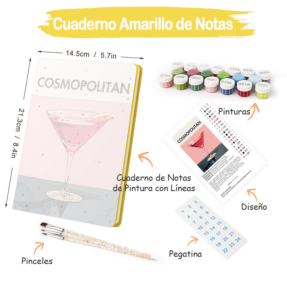 Cóctel Rojo Cuaderno Pintar por Números