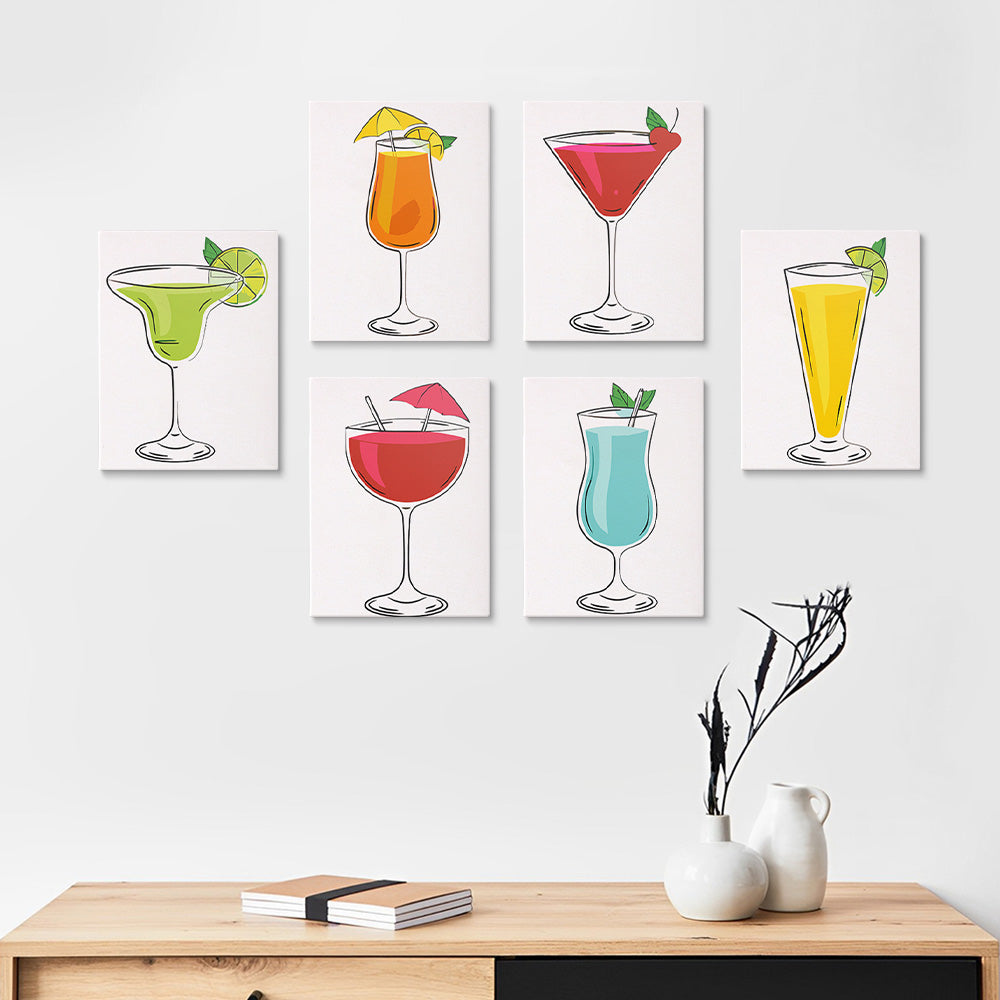 Cócteles de Diferentes Sabores 6 Partes Mini Pintar por Números