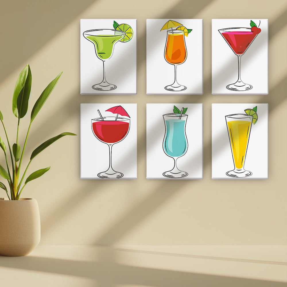 Cócteles de Diferentes Sabores 6 Partes Mini Pintar por Números