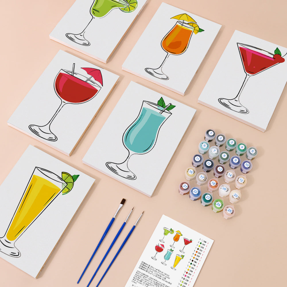 Cócteles de Diferentes Sabores 6 Partes Mini Pintar por Números